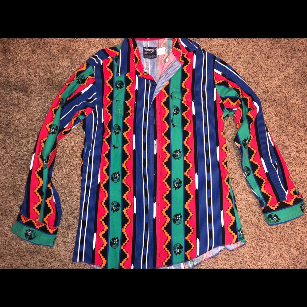 Vintage Native American Print Wrangler Shirt